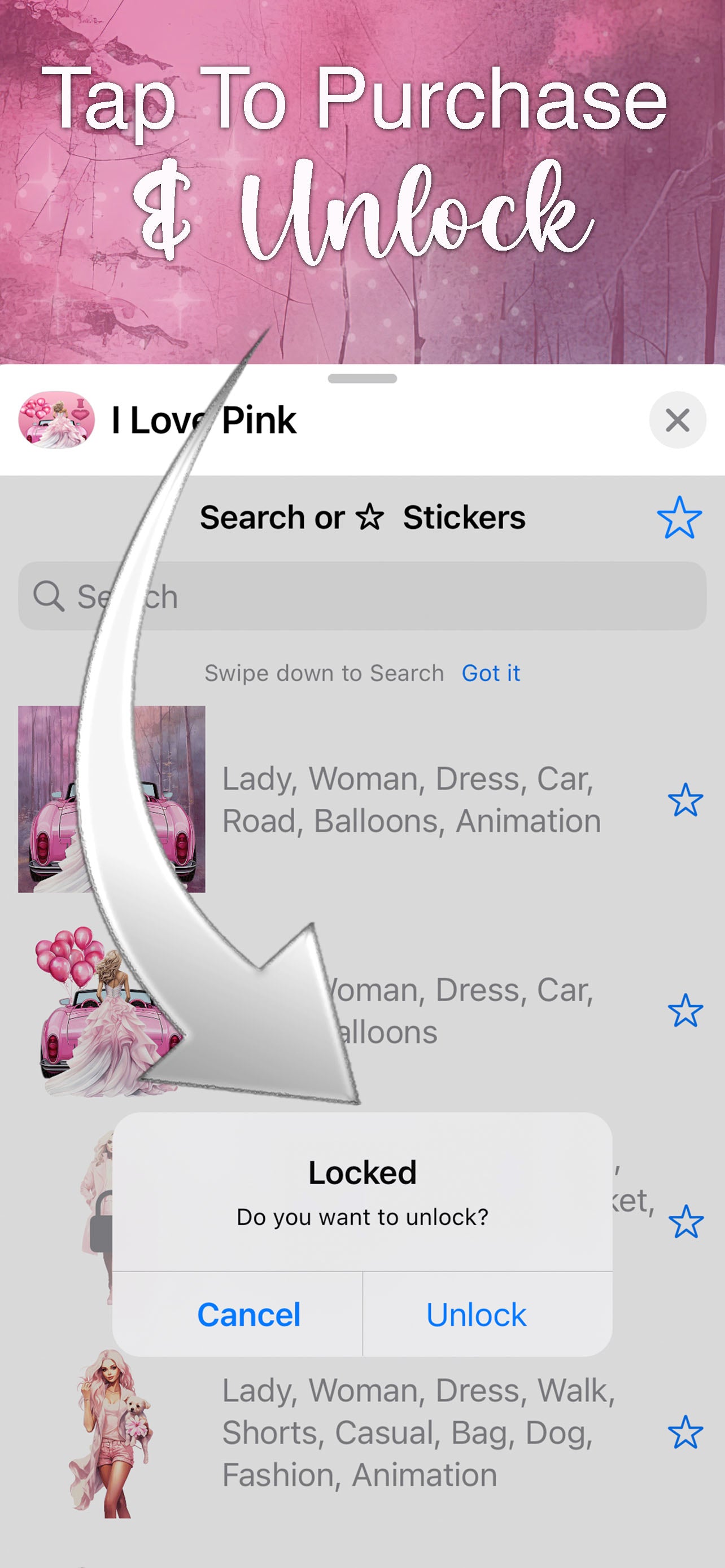 More Than Charms I Love Pink: iMessage Sticker Pack