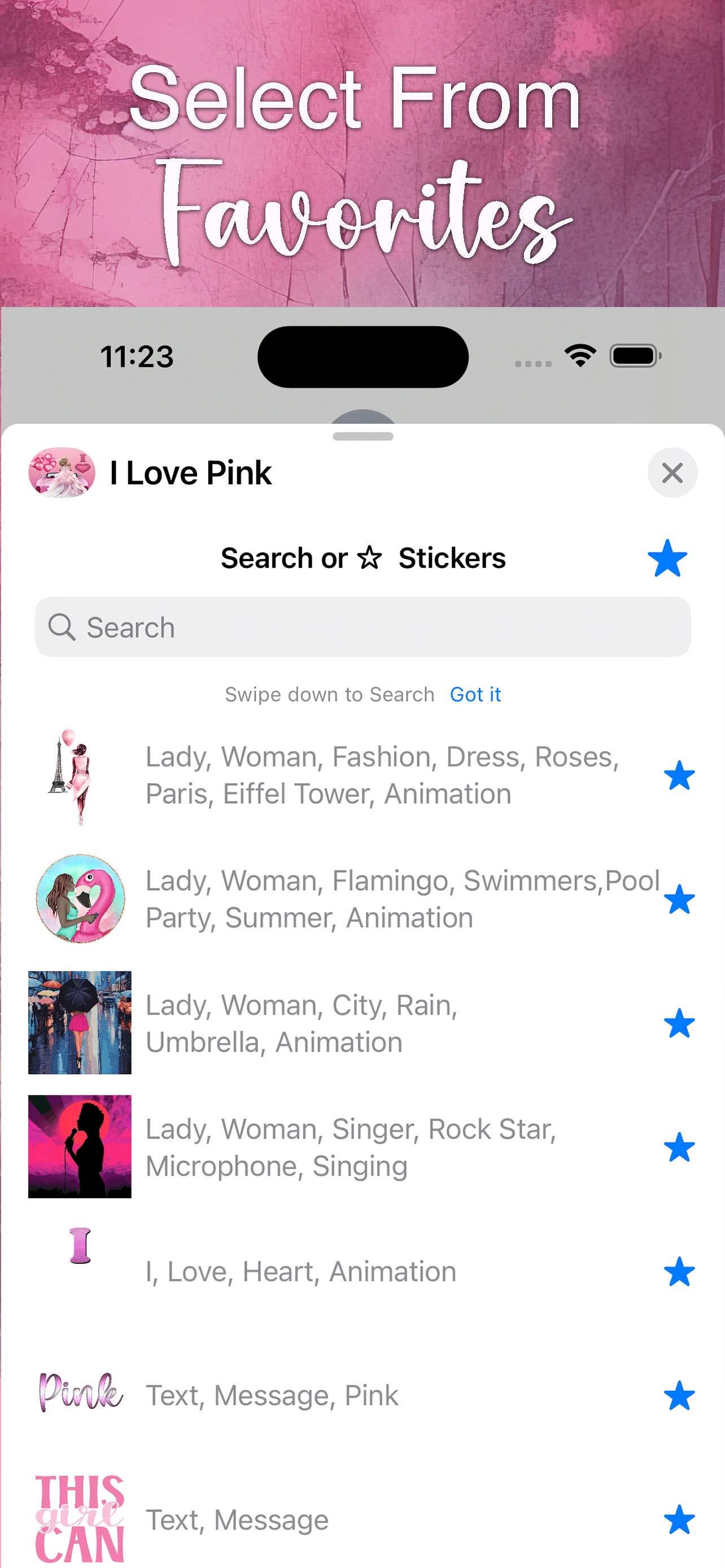 More Than Charms I Love Pink: iMessage Sticker Pack