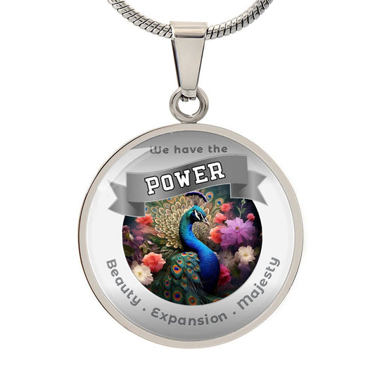 Peacock - Power Animal Affirmation Necklace - Beauty Expansion Majesty - More Than CharmsMore Than Charms