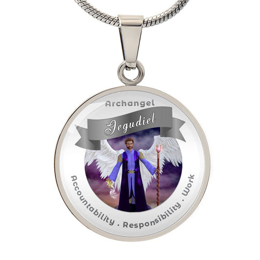 Archangel Jegudiel - Affirmation Necklace For Accountability, Mercy, Responsibility & Work - More Than CharmsMore Than Charms