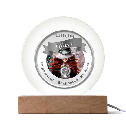 USB Circle Acrylic LED Light -  Witchy  Vibes - Red