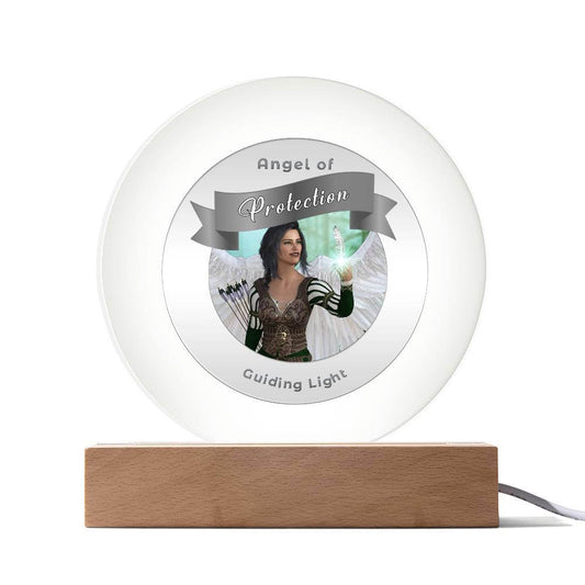 USB Circle Acrylic LED Light  -Guardian Angel - Protection