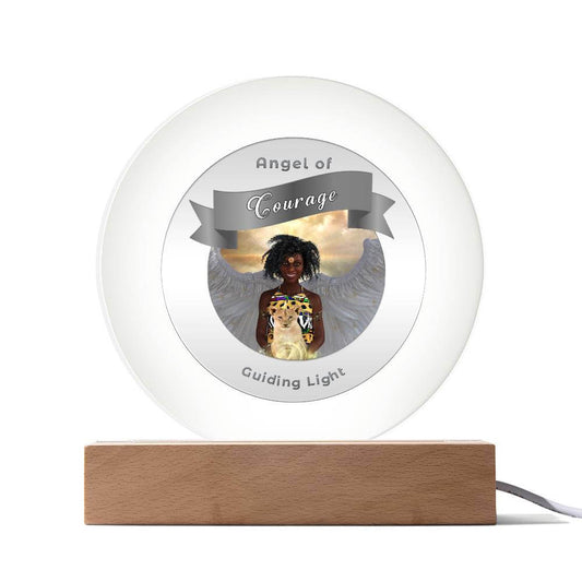 USB Circle Acrylic LED Light  -Guardian Angel - Courage