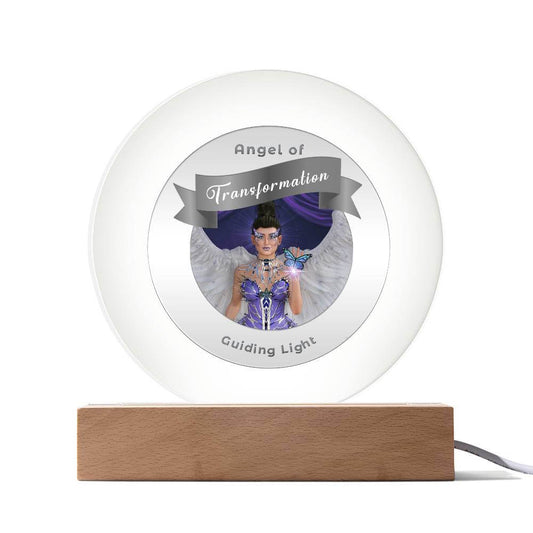 USB Circle Acrylic LED Light - Guardian Angel - Transformation