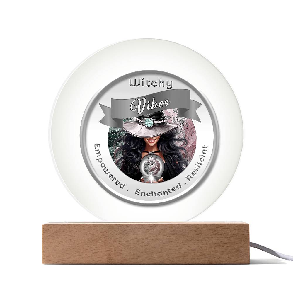 USB Circle Acrylic LED Light -  Witchy  Vibes - Black