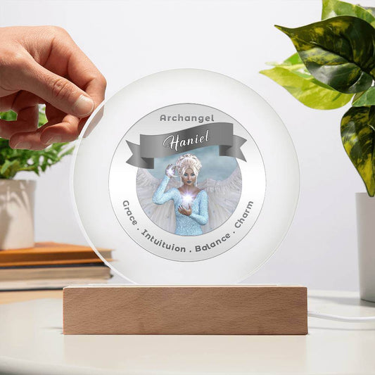 USB Circle Acrylic LED Light -  Archangel Haniel