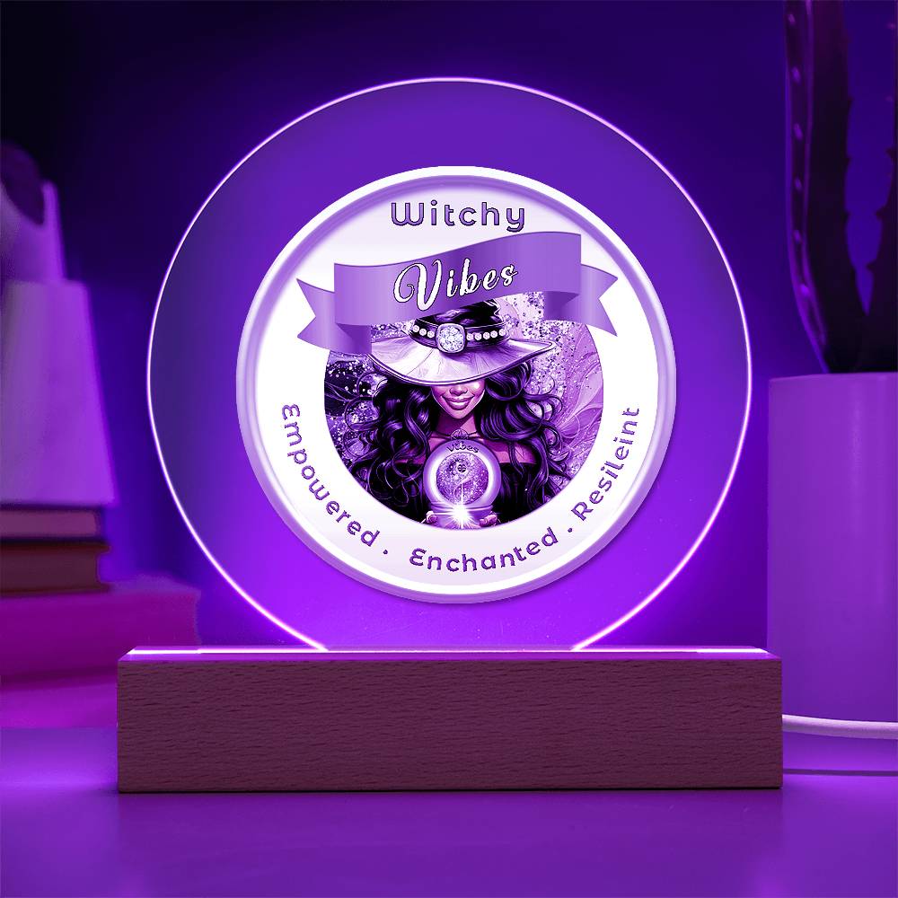 USB Circle Acrylic LED Light -  Witchy  Vibes - Dark