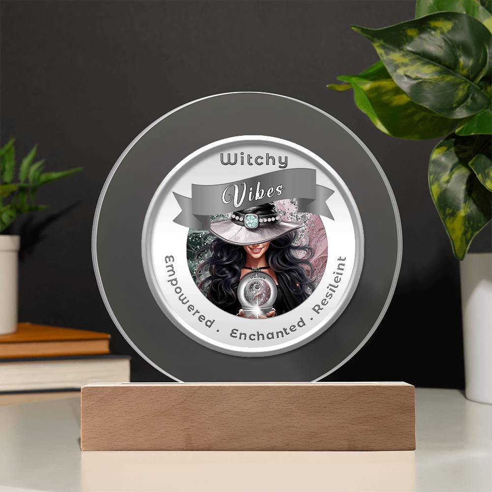 USB Circle Acrylic LED Light -  Witchy  Vibes - Black