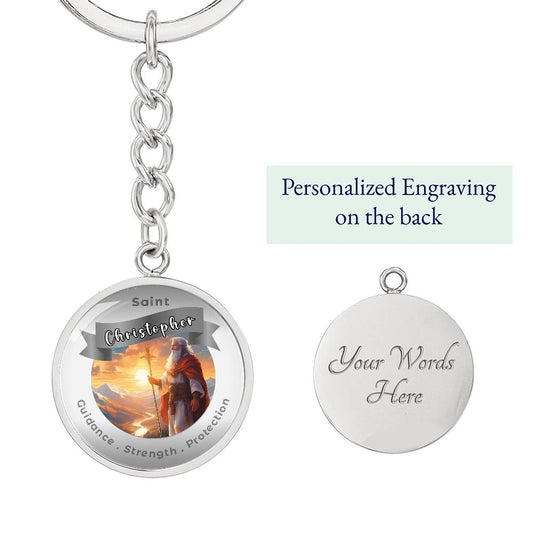 Saint Christopher - Affirmation Keychain For Guidance Strength Protection- More Than CharmsMore Than Charms